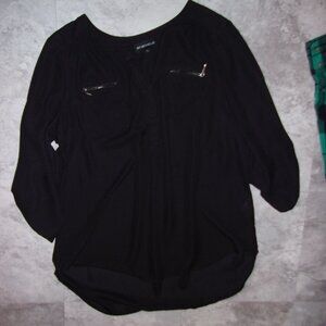 size  large womens blouse black light weight casual dress shirt